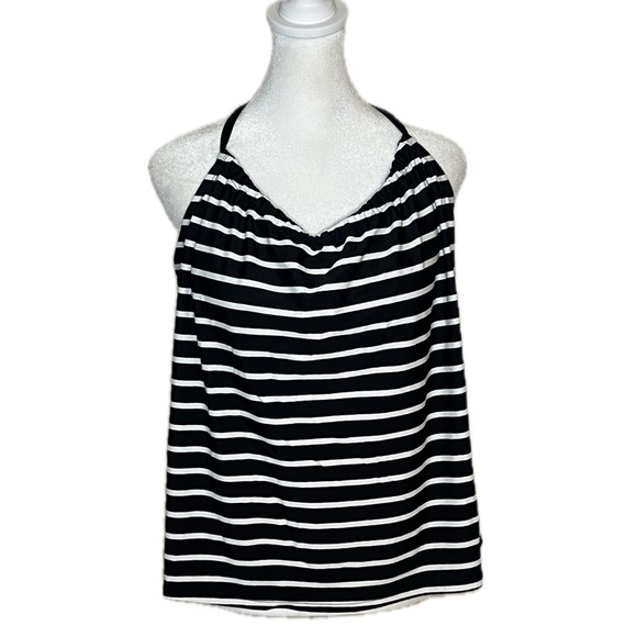 Kona Sol Black & White Stripe Racerback Tankini – Size L - Picture 1 of 6